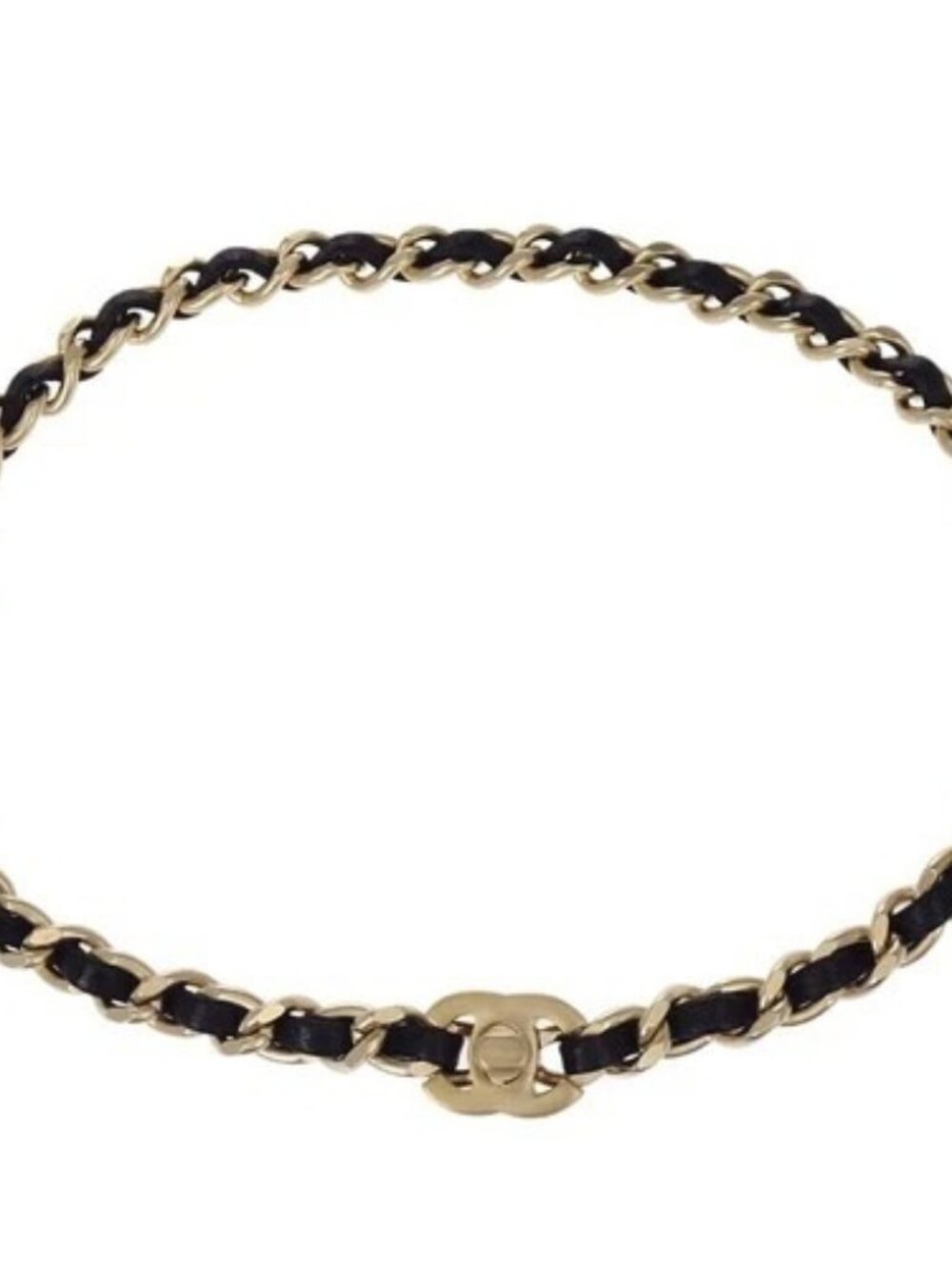 Chanel Gold Black Leather Turnlock Choker Necklace B12P 168302